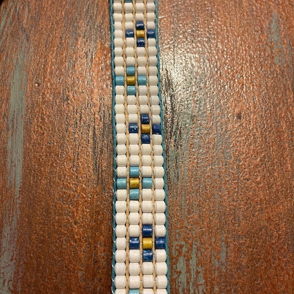 HandMade Ceramic Beads Woven Belt 4 Rows - Picture 5 of 7